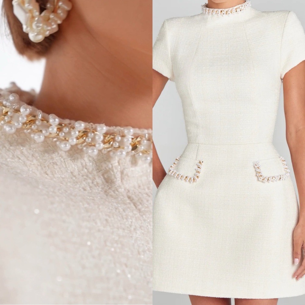 Brand New- Nadine Merabi Simone Ivory Dress 🤍✨ - Picture 7 of 15